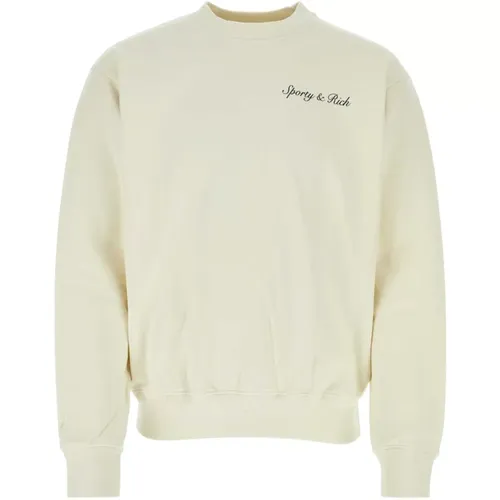 Ivory cotton sweatshirt , male, Sizes: S, L, XS - Sporty & Rich - Modalova