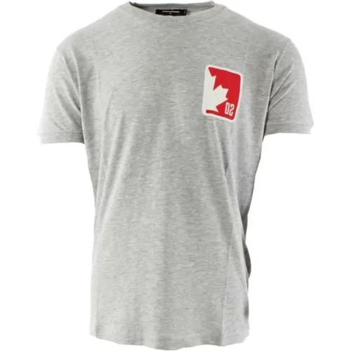 Herren T-Shirt in Grau mit Sehr Schmaler Passform - Dsquared2 - Modalova