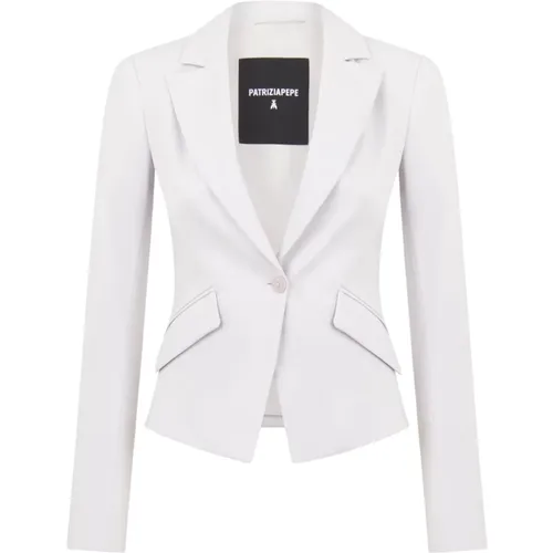 Grey Fitted One-Button Blazer , female, Sizes: XS, S, 2XS, M, L - PATRIZIA PEPE - Modalova