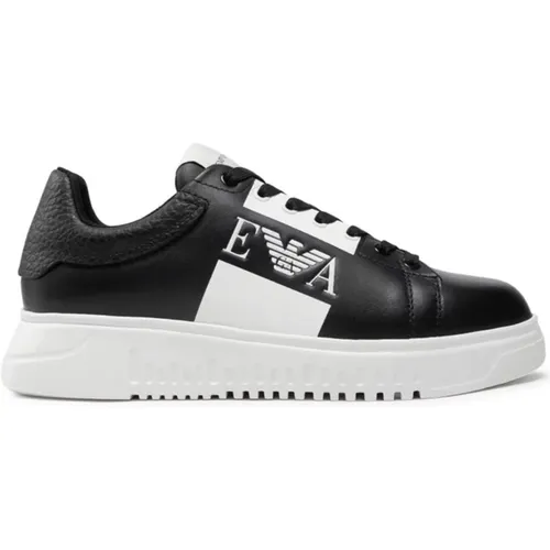 Leather Sneakers with Contrast Logo , male, Sizes: 5 UK, 10 UK - Emporio Armani - Modalova