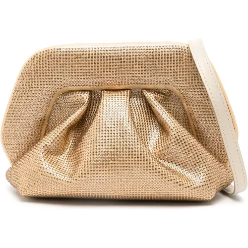 Goldene Rhinestone Mini Clutch Tasche , Damen, Größe: ONE Size - THEMOIRè - Modalova