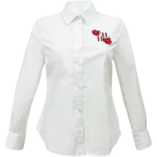 Classic Fitted Poplin Shirt with Embroidered Initials , female, Sizes: S, M - Carolina Herrera - Modalova