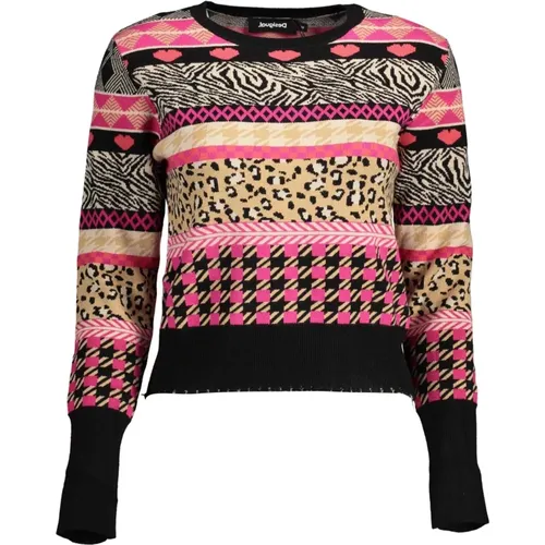 Eleganter Langarm-Pullover mit Rundhalsausschnitt , Damen, Größe: L - Desigual - Modalova