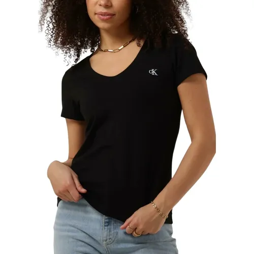 Bestickte Stretch Tops & T-Shirts , Damen, Größe: XS - Calvin Klein - Modalova