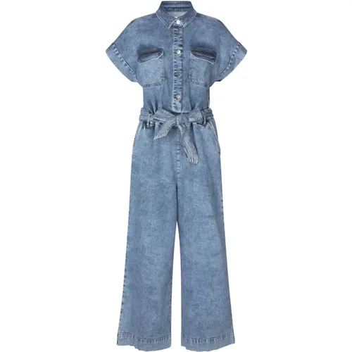 Denim Jumpsuit with Short Sleeves and Button Closure , female, Sizes: M, S - Lollys Laundry - Modalova
