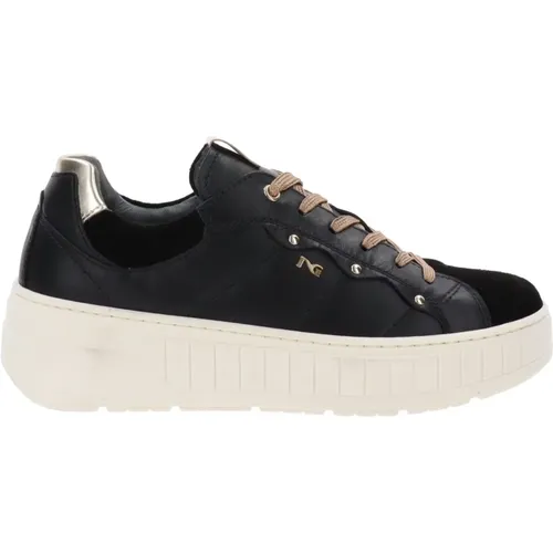 Leather Women's Sneakers Modern and Versatile , female, Sizes: 4 UK, 3 UK, 6 UK - Nerogiardini - Modalova