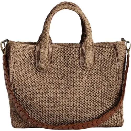 Handgemachte Rary Raphia Tasche mit Lederdetails , Damen, Größe: ONE Size - Ibeliv - Modalova