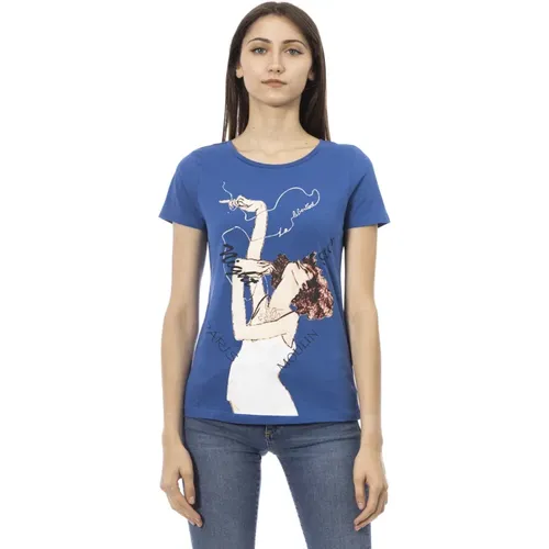 Casual Rundhals Kurzarm T-shirt , Damen, Größe: S - Trussardi - Modalova