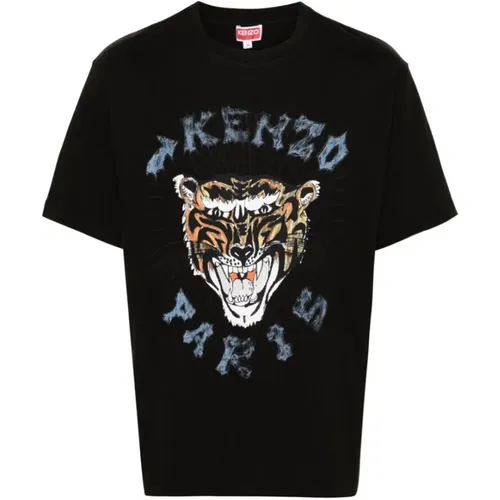 T-Shirt mit Unterschrift Tiger Head , Herren, Größe: M - Kenzo - Modalova