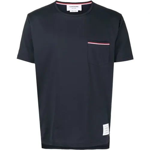 Blaues Taschen Baumwoll T-Shirt , Herren, Größe: 2XL - Thom Browne - Modalova