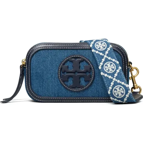 Denim Crossbody Bag with Laser-Cut , female, Sizes: ONE SIZE - TORY BURCH - Modalova