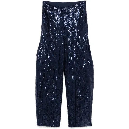 Navy Sequin Belt Trousers , female, Sizes: S, M, L - Rotate Birger Christensen - Modalova