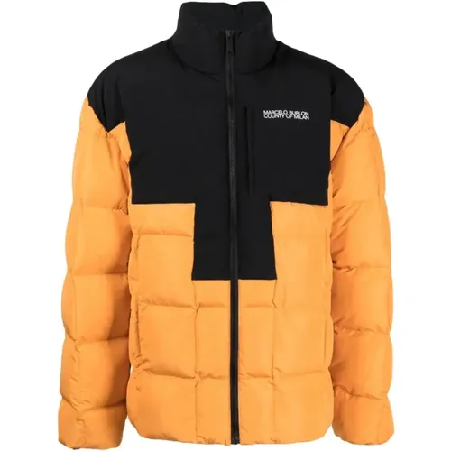 Ocher Yellow Logo Cross Block Jacket , male, Sizes: L, M, S - Marcelo Burlon - Modalova