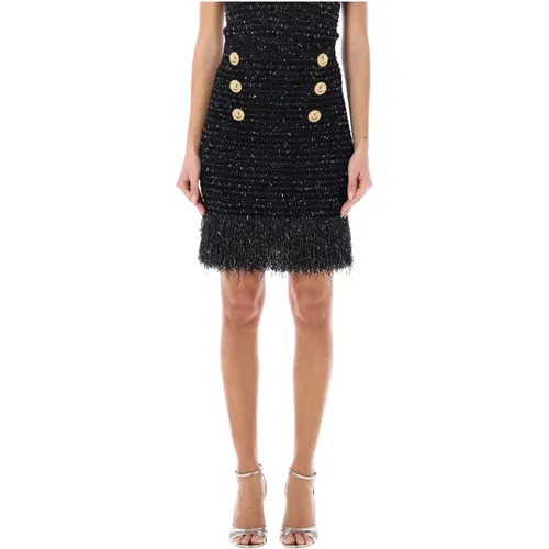 Lurex Tweed Mini Skirt , female, Sizes: XS, S - Balmain - Modalova