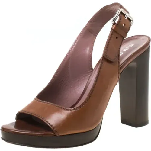 Pre-owned Leder sandals , Damen, Größe: 37 EU - Miu Miu Pre-owned - Modalova