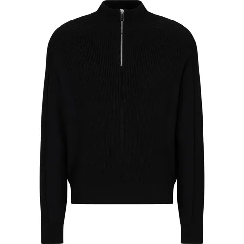 Schwarzer Reißverschluss Pullover Wollpullover , Herren, Größe: M - Armani Exchange - Modalova