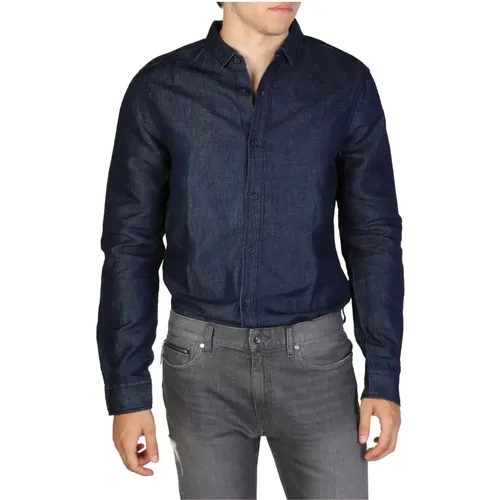 Mens Regular Fit Cotton Linen Shirt , male, Sizes: XS, S - Armani Exchange - Modalova