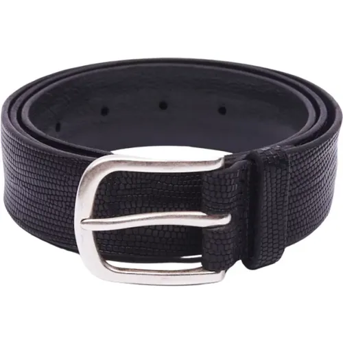Engraved Leather Belt with Scale Effect , male, Sizes: 95 CM, 100 CM - Orciani - Modalova