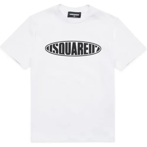 Weißes T-Shirt mit Logo-Print aus Baumwolle,Surf Logo T-Shirt - Dsquared2 - Modalova