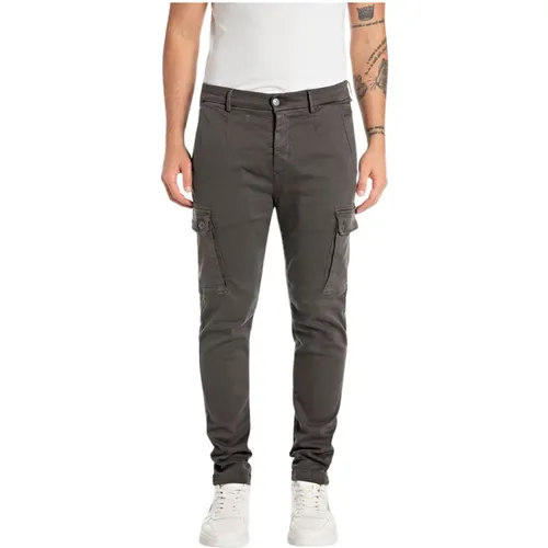 Dark Grey Jeans , male, Sizes: W30 L34, W29 L32, W31 L32, W28 L32, W30 L32, W34 L32, W34 L34, W36 L32, W33 L34, W31 L34, W36 L34, W32 L34 - Replay - Modalova