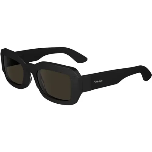 Schwarze/Dunkelgraue Sonnenbrille , unisex, Größe: 52 MM - Calvin Klein - Modalova