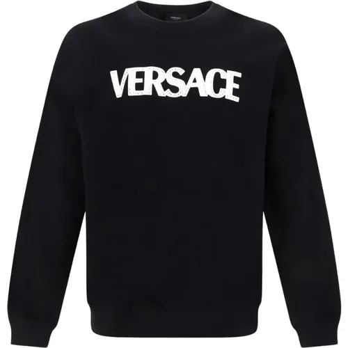 Schwarzer Logo Sweatshirt für Männer - Versace - Modalova