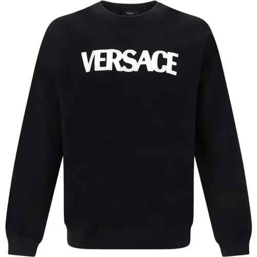 Schwarzer Logo Sweatshirt für Männer , Herren, Größe: L - Versace - Modalova