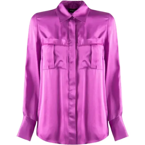 Viskosesatin Langarmshirt mit Taschen , Damen, Größe: S - Nenette - Modalova