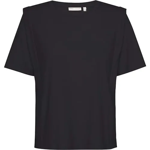 Schwarzes Crewneck T-Shirt mit Schulterpolstern , Damen, Größe: XS - InWear - Modalova