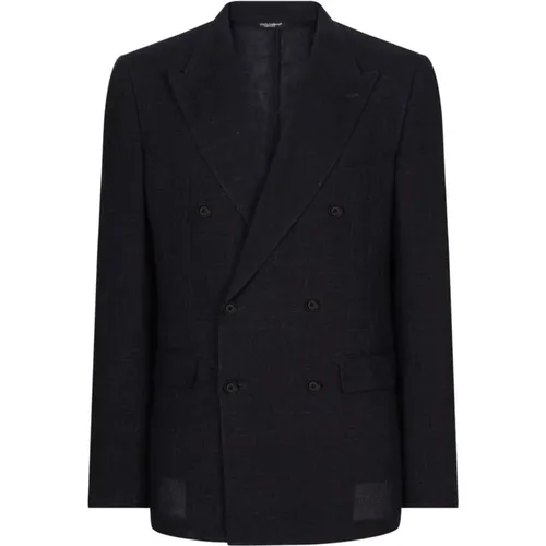 Linen Double-Breasted Jackets , male, Sizes: L - Dolce & Gabbana - Modalova