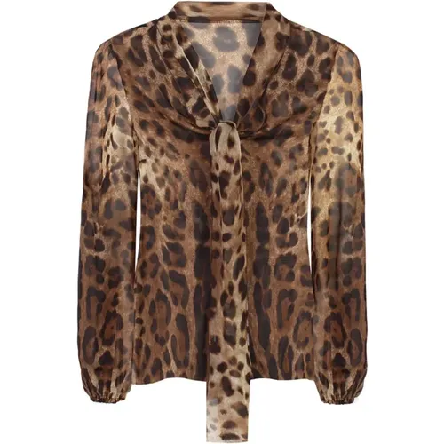 Silk Shirt with Long Sleeves , female, Sizes: S - Dolce & Gabbana - Modalova