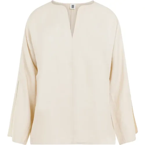 Vanilla Cream Acetate Calias Shirt , female, Sizes: XS, M - By Malene Birger - Modalova