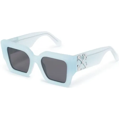 Blaue Sonnenbrille mit Original-Etui , unisex, Größe: 55 MM - Off White - Modalova