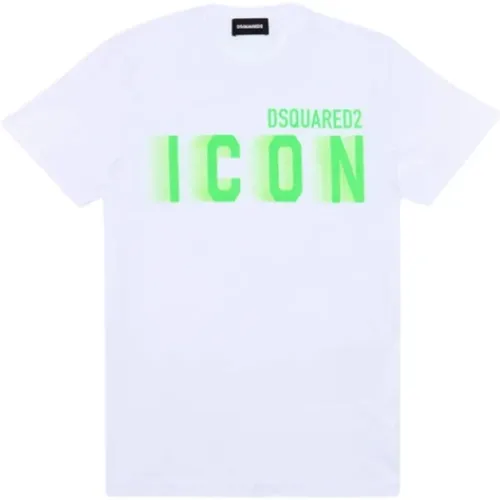 Fluoreszierendes Icon Rundhals T-Shirt , Herren, Größe: 2XL - Dsquared2 - Modalova
