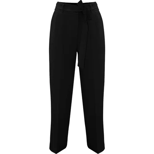 Elegant pleated trousers with a sash , female, Sizes: 2XS, L, XS - Kocca - Modalova