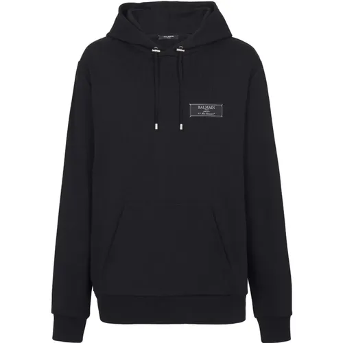 Pierre label hoodie , male, Sizes: L, M, XL, 2XL - Balmain - Modalova