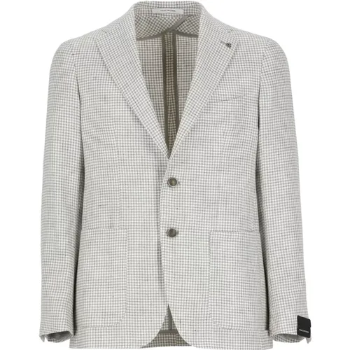 Grey Wool Linen Jacket Pied de Poule , male, Sizes: 2XL, M, L, XL - Tagliatore - Modalova