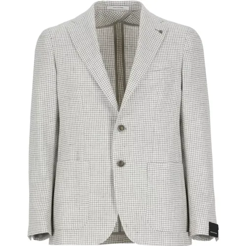 Grey Wool Linen Jacket Pied de Poule , male, Sizes: XL - Tagliatore - Modalova