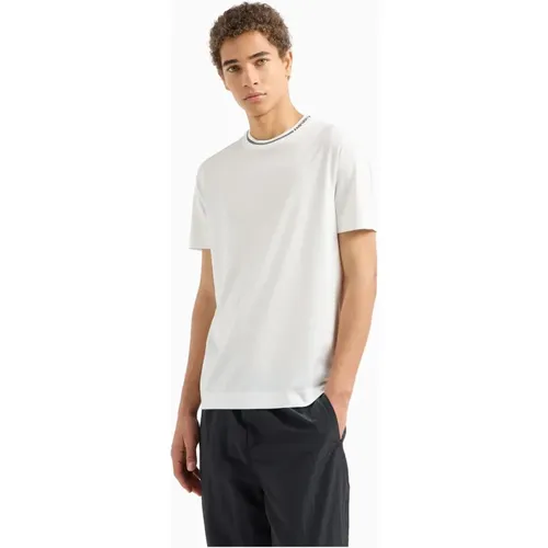 Weißes T-Shirt mit Logo-Akzent , Herren, Größe: L - Emporio Armani - Modalova