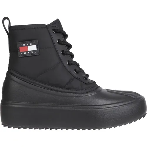 Schwarze Schnürstiefel , Damen, Größe: 36 EU - Tommy Jeans - Modalova