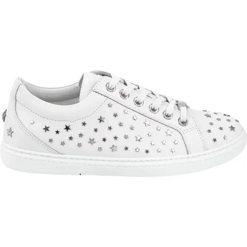 Leather Sneakers with Metal Star Detail , male, Sizes: 8 1/2 UK, 5 1/2 UK, 9 1/2 UK, 9 1/3 UK - Jimmy Choo - Modalova