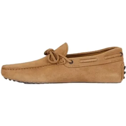 Beige Suede Moccasins with Rubber Sole , male, Sizes: 6 UK - TOD'S - Modalova