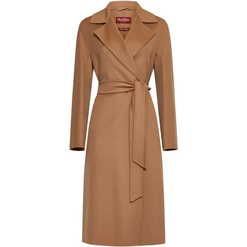 Camel Coat with Notched Lapels , female, Sizes: XS, 3XS, 2XS - Max Mara Studio - Modalova