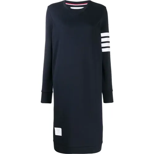 Blaues Gestreiftes Logo-Kleid , Damen, Größe: 2XS - Thom Browne - Modalova