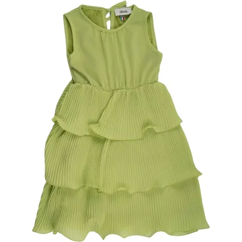 Grünes Baumwoll-Plissee-Kleid , Damen, Größe: M - Dixie - Modalova