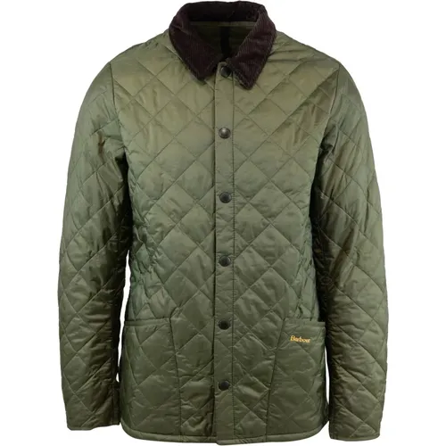 Quilted Velvet Collar Coat Olive , male, Sizes: L - Barbour - Modalova