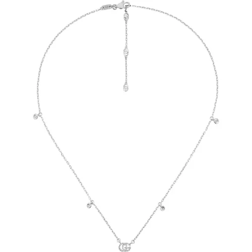 GG Running necklace in 18kt white gold and diamonds , female, Sizes: ONE SIZE - Gucci - Modalova