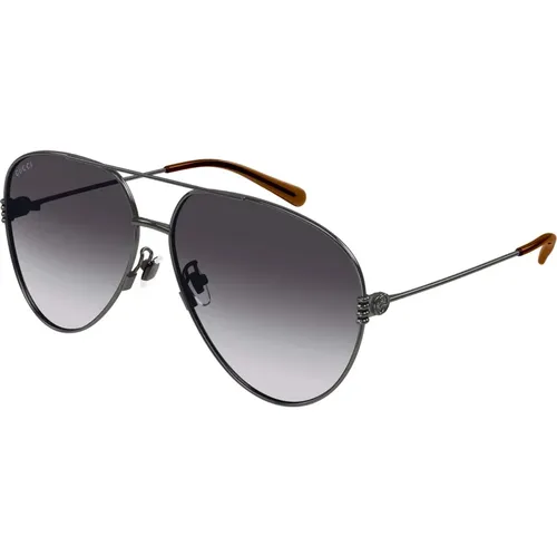 Stylische Sonnenbrille in Ruthenium/Grey Shaded , Damen, Größe: 62 MM - Gucci - Modalova