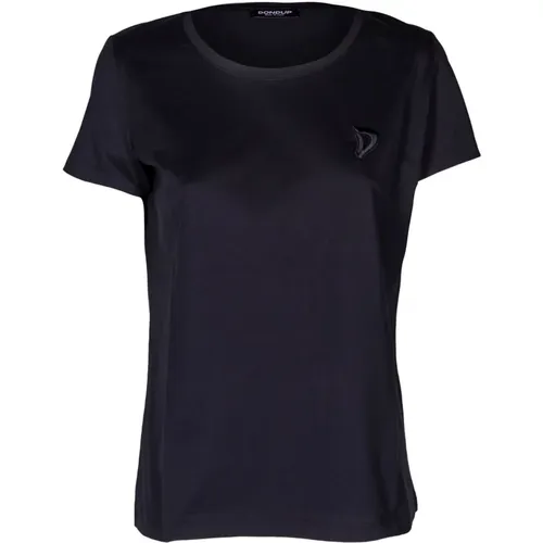 Damen Besticktes Logo T-Shirt, Slim Fit , Damen, Größe: M - Dondup - Modalova