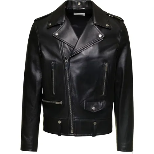 Classic Motorcycle Jacket Coat , male, Sizes: 2XL, L - Saint Laurent - Modalova